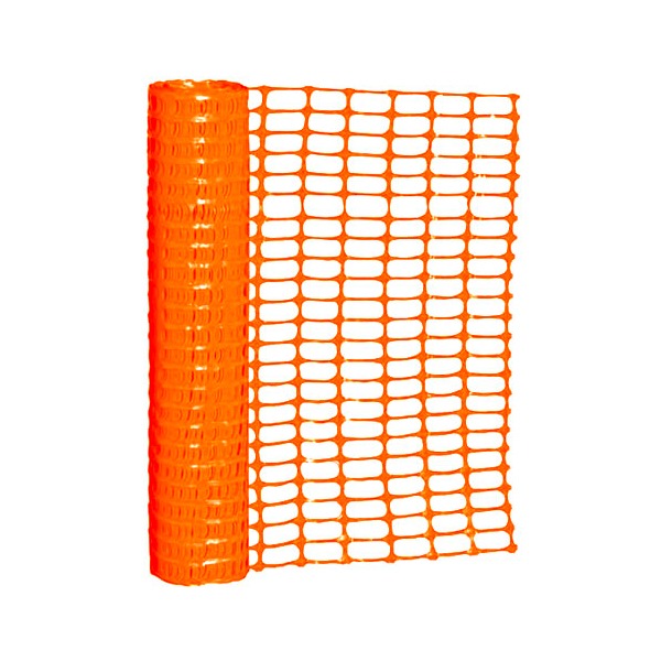 Esta imagen muestra un rollo de valla de seguridad de plástico de color naranja brillante parcialmente desenrollado, mostrando su patrón de malla de diamantes. el fondo es blanco liso, realzando el vivo color naranja de la valla.
