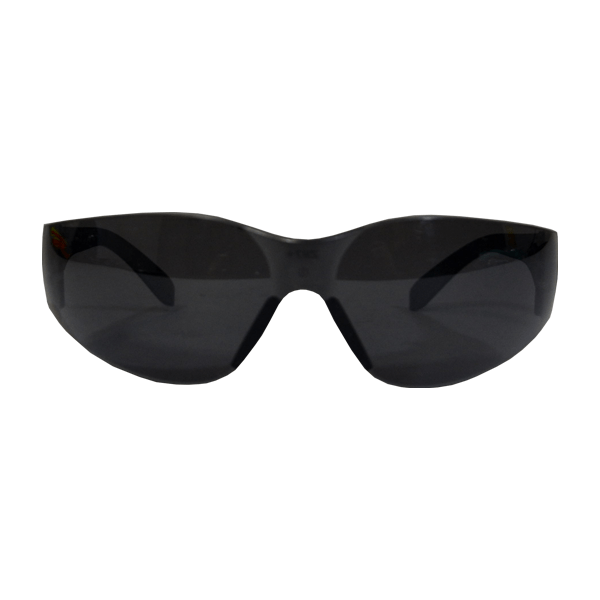 Un par de elegantes gafas de sol negras extragrandes con acabado brillante y lentes de color oscuro, vistas de frente sobre un fondo blanco.
