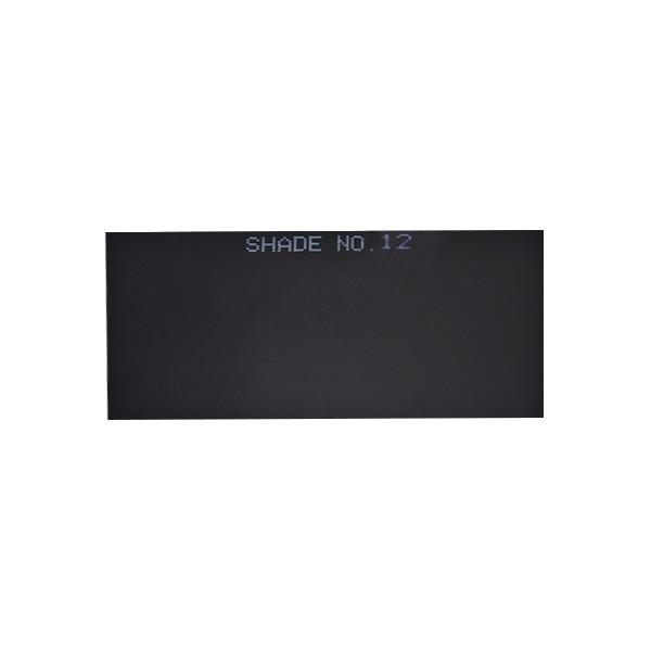 Un primer plano de una etiqueta rectangular negra con el texto "sombra nº 12" en letras mayúsculas blancas, centrado en la etiqueta. el fondo es de un color negro sólido y uniforme.