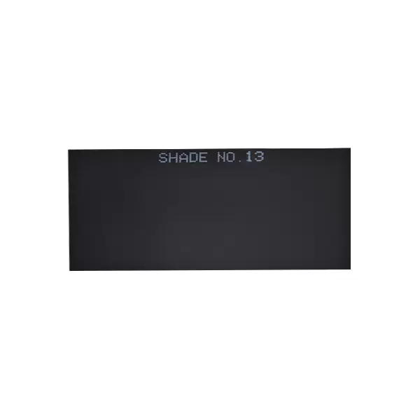 Una etiqueta negra rectangular con texto blanco que dice "sombra n.º 13" centrada, sobre un fondo negro ligeramente más claro.
