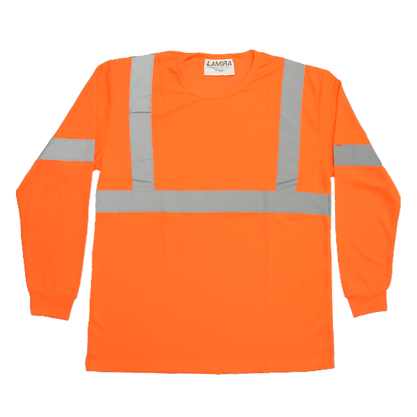 Playera Cuello Redondo Manga Larga HV Lamira Naranja AS-4409